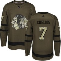Adidas Chicago Blackhawks #7 Chris Chelios Green Salute to Service Stitched NHL Jersey