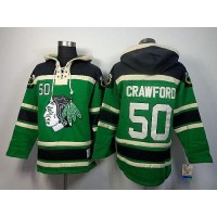 Chicago Blackhawks #50 Corey Crawford Green St. Patrick's Day McNary Lace Hoodie Stitched NHL Jersey