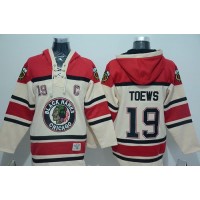 Chicago Blackhawks #19 Jonathan Toews Cream Sawyer Hooded Sweatshirt Stitched NHL Jersey
