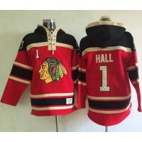 Chicago Blackhawks #1 Glenn Hall Red Sawyer Hooded Sweatshirt Stitched NHL Jersey