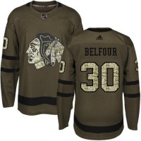 Adidas Chicago Blackhawks #30 ED Belfour Green Salute to Service Stitched NHL Jersey