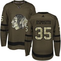 Adidas Chicago Blackhawks #35 Tony Esposito Green Salute to Service Stitched NHL Jersey