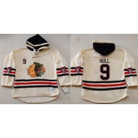 Chicago Blackhawks #9 Bobby Hull Cream Heavyweight Pullover Hoodie Stitched NHL Jersey