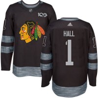 Adidas Chicago Blackhawks #1 Glenn Hall Black 1917-2017 100th Anniversary Stitched NHL Jersey