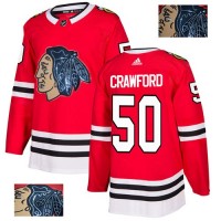 Adidas Chicago Blackhawks #50 Corey Crawford Red Home Authentic Fashion Gold Stitched NHL Jersey