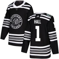 Adidas Chicago Blackhawks #1 Glenn Hall Black Authentic 2019 Winter Classic Stitched NHL Jersey