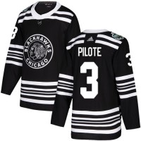 Adidas Chicago Blackhawks #3 Pierre Pilote Black Authentic 2019 Winter Classic Stitched NHL Jersey