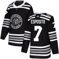Adidas Chicago Blackhawks #7 Tony Esposito Black Authentic 2019 Winter Classic Stitched NHL Jersey