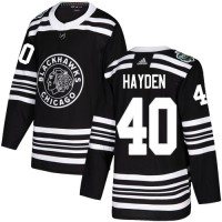 Adidas Chicago Blackhawks #40 John Hayden Black Authentic 2019 Winter Classic Stitched NHL Jersey