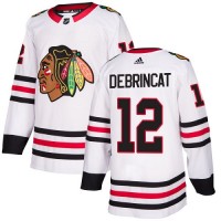 Adidas Chicago Blackhawks #12 Alex DeBrincat White Road Authentic Stitched NHL Jersey