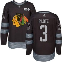 Adidas Chicago Blackhawks #3 Pierre Pilote Black 1917-2017 100th Anniversary Stitched NHL Jersey