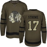 Adidas Chicago Blackhawks #17 Dylan Strome Green Salute to Service Stitched NHL Jersey