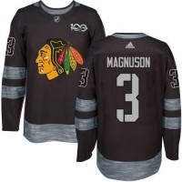 Adidas Chicago Blackhawks #3 Keith Magnuson Black 1917-2017 100th Anniversary Stitched NHL Jersey