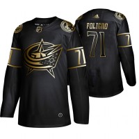 Adidas Blue Columbus Blue Jackets #71 Nick Foligno Men's 2019 Black Golden Edition Authentic Stitched NHL Jersey