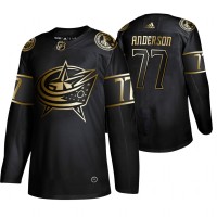 Adidas Blue Columbus Blue Jackets #77 Josh Anderson Men's 2019 Black Golden Edition Authentic Stitched NHL Jersey