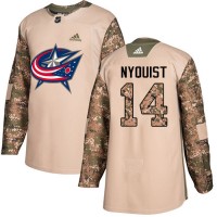 Adidas Blue Columbus Blue Jackets #14 Gustav Nyquist Camo Authentic 2017 Veterans Day Stitched NHL Jersey