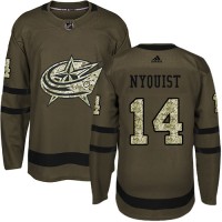 Adidas Blue Columbus Blue Jackets #14 Gustav Nyquist Green Salute to Service Stitched NHL Jersey