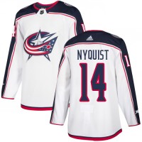 Adidas Blue Columbus Blue Jackets #14 Gustav Nyquist White Road Authentic Stitched NHL Jersey