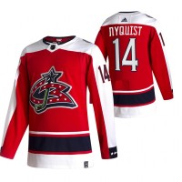 Columbus Blue Columbus Blue Jackets #14 Gustav Nyquist Red Men's Adidas 2020-21 Reverse Retro Alternate NHL Jersey