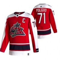 Columbus Blue Columbus Blue Jackets #71 Nick Foligno Red Men's Adidas 2020-21 Reverse Retro Alternate NHL Jersey
