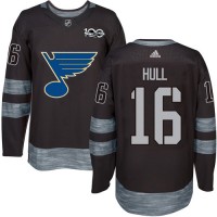 Adidas St. Louis Blues #16 Brett Hull Black 1917-2017 100th Anniversary Stitched NHL Jersey