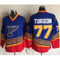 St. Louis Blues #77 Pierre Turgeon Light Blue/Red CCM Throwback Stitched NHL Jersey