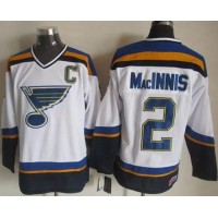 St. Louis Blues #2 Al MacInnis White/Navy CCM Throwback Stitched NHL Jersey