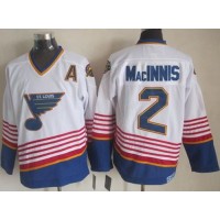 St. Louis Blues #2 Al MacInnis White/Light Blue CCM Throwback Stitched NHL Jersey