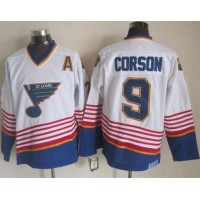 St. Louis Blues #9 Shayne Corson White/Light Blue CCM Throwback Stitched NHL Jersey