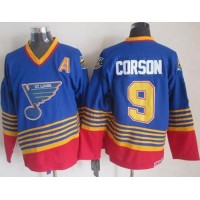 St. Louis Blues #9 Shayne Corson Light Blue/Red CCM Throwback Stitched NHL Jersey