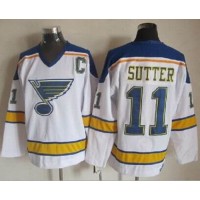 St. Louis Blues #11 Brian Sutter White/Yellow CCM Throwback Stitched NHL Jersey