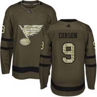 Adidas St. Louis Blues #9 Shayne Corson Green Salute to Service Stitched NHL Jersey