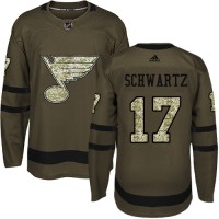 Adidas St. Louis Blues #17 Jaden Schwartz Green Salute to Service Stitched NHL Jersey