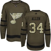 Adidas St. Louis Blues #34 Jake Allen Green Salute to Service Stitched NHL Jersey