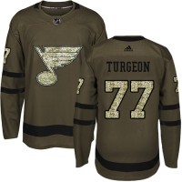 Adidas St. Louis Blues #77 Pierre Turgeon Green Salute to Service Stitched NHL Jersey