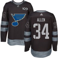 Adidas St. Louis Blues #34 Jake Allen Black 1917-2017 100th Anniversary Stitched NHL Jersey