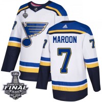 Adidas St. Louis Blues #7 Patrick Maroon White Road Authentic 2019 Stanley Cup Final Stitched NHL Jersey