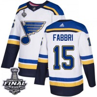 Adidas St. Louis Blues #15 Robby Fabbri White Road Authentic 2019 Stanley Cup Final Stitched NHL Jersey