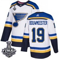 Adidas St. Louis Blues #19 Jay Bouwmeester White Road Authentic 2019 Stanley Cup Final Stitched NHL Jersey