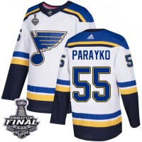 Adidas St. Louis Blues #55 Colton Parayko White Road Authentic 2019 Stanley Cup Final Stitched NHL Jersey