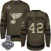 Adidas St. Louis Blues #42 Michael Del Zotto Green Salute to Service 2019 Stanley Cup Final Stitched NHL Jersey