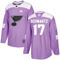 Adidas St. Louis Blues #17 Jaden Schwartz Purple Authentic Fights Cancer Stitched NHL Jersey
