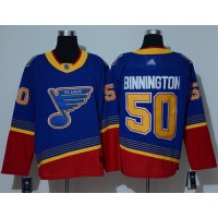 Adidas St. Louis Blues #50 Jordan Binnington Blue/Red Authentic 2019 Heritage Stitched NHL Jersey