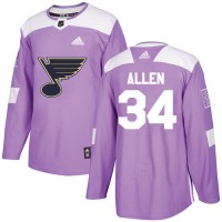 Adidas St. Louis Blues #34 Jake Allen Purple Authentic Fights Cancer Stitched NHL Jersey