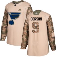 Adidas St. Louis Blues #9 Shayne Corson Camo Authentic 2017 Veterans Day Stitched NHL Jersey