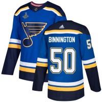 Adidas St. Louis Blues #50 Jordan Binnington Blue Home Authentic 2019 Stanley Cup Champions Stitched NHL Jersey