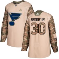 Adidas St. Louis Blues #30 Martin Brodeur Camo Authentic 2017 Veterans Day Stitched NHL Jersey