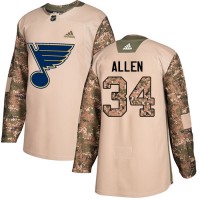 Adidas St. Louis Blues #34 Jake Allen Camo Authentic 2017 Veterans Day Stitched NHL Jersey