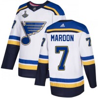 Adidas St. Louis Blues #7 Patrick Maroon White Road Authentic 2019 Stanley Cup Champions Stitched NHL Jersey