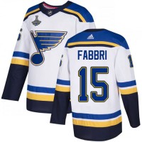 Adidas St. Louis Blues #15 Robby Fabbri White Road Authentic 2019 Stanley Cup Champions Stitched NHL Jersey